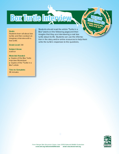 Box Turtle Interview Lesson Plan
