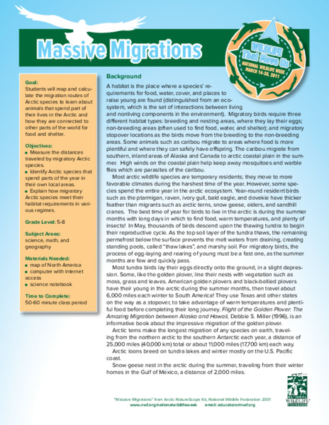 Massive Migrations: Grades 5-8 Lesson Plan