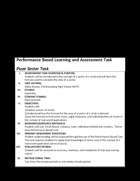 Pizza Sector Task Performance