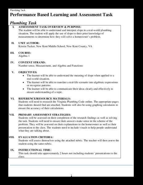 Plumbing Task Performance