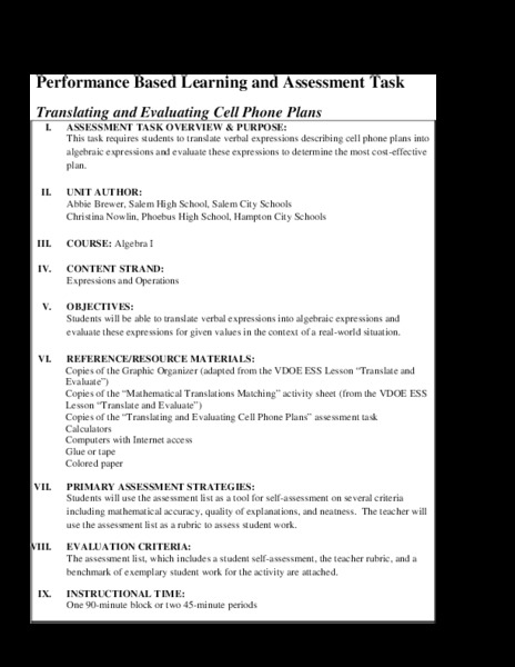 Translating and Evaluating Cell Phone Plans Performance