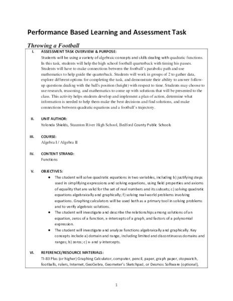 Throwing a Football Performance