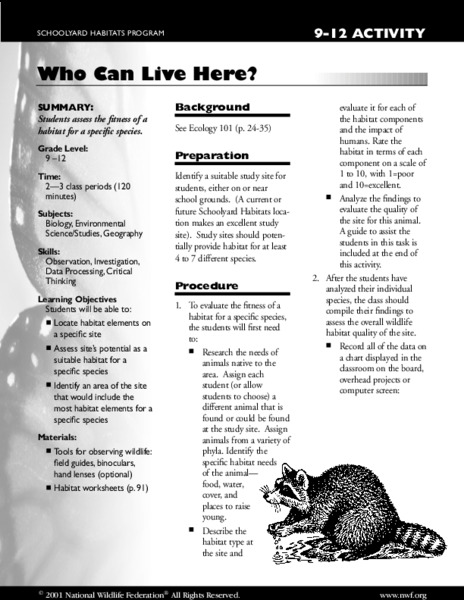 Who Can Live Here? Lesson Plan