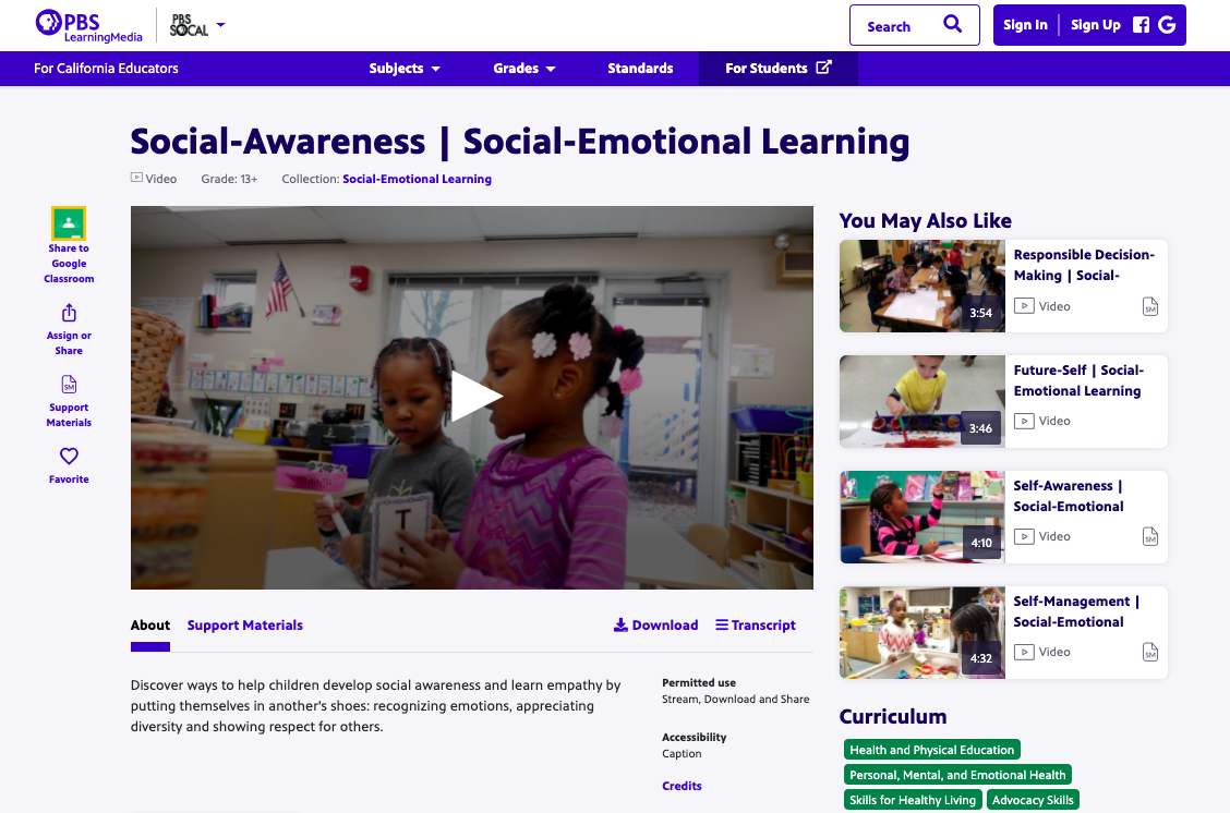 Social-Awareness | Social-Emotional Learning Instructional Video