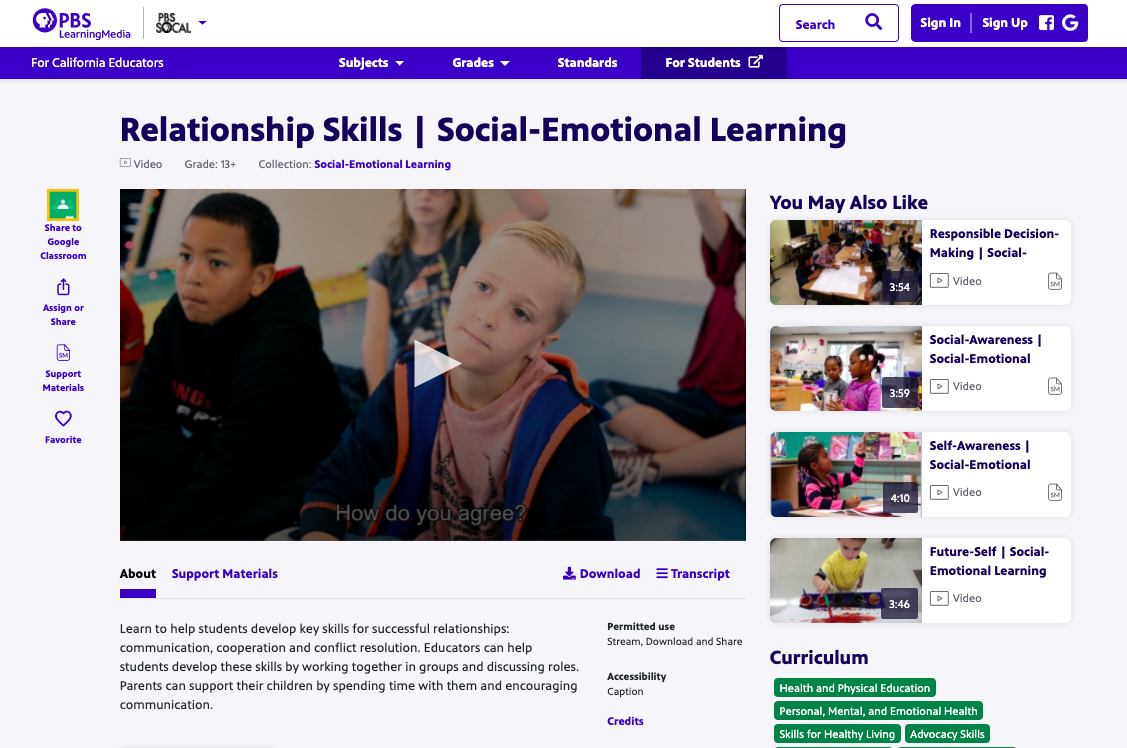 Relationship Skills | Social-Emotional Learning Instructional Video