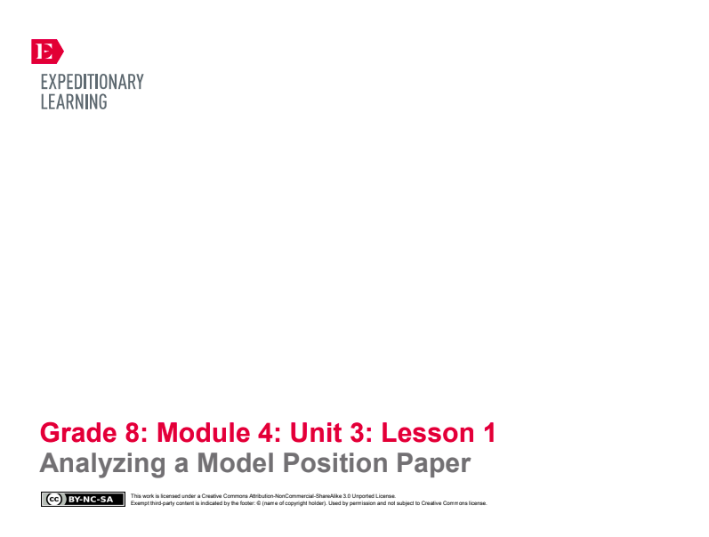 Analyzing a Model Position Paper Lesson Plan