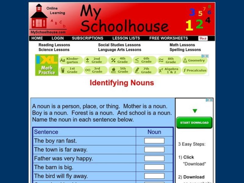 Identifying Nouns Interactive