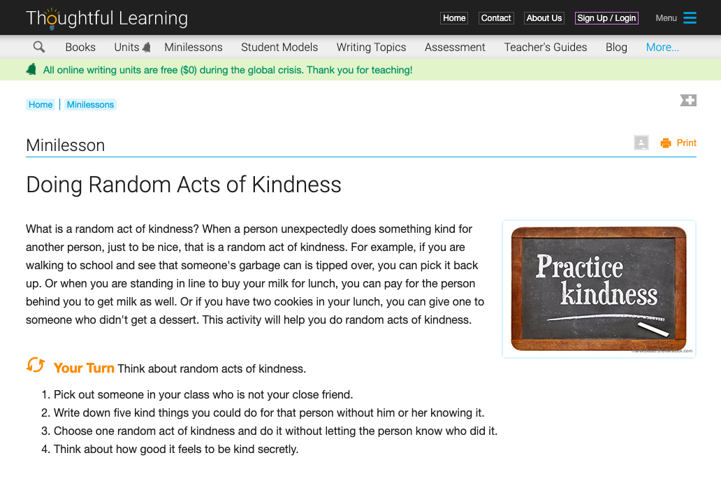 Doing Random Acts of Kindness Activity