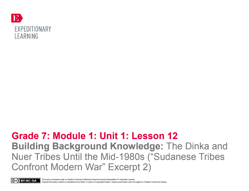 Building Background Knowledge: The Dinka and Nuer Tribes Until the Mid-1980s (“Sudanese Tribes Confront Modern War” Excerpt 2) Lesson Plan