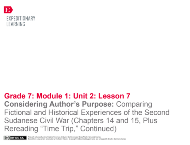 Comparing Historical and Fictional Accounts: Second Sudanese Civil War (Chapters 14 and 15, Plus Rereading “Time Trip”) Lesson Plan