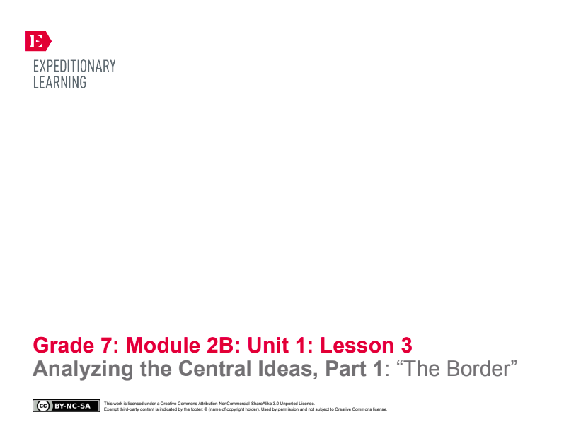 Analyzing the Central Ideas, Part 1: “The Border” Lesson Plan