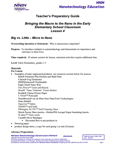Big vs. Little - Macro to Micro Lesson 1 Lesson Plan