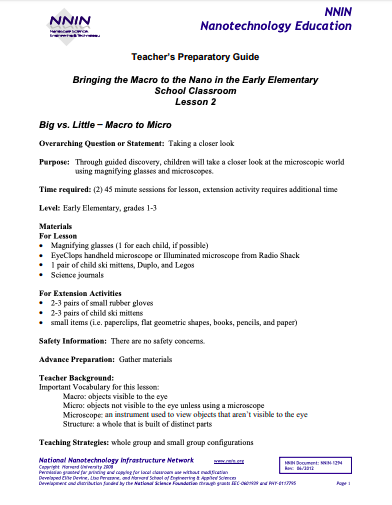 Big vs. Little - Macro to Micro Lesson 2 Lesson Plan
