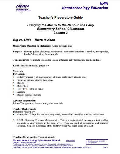 Big vs. Little - Macro to Micro Lesson 3 Lesson Plan