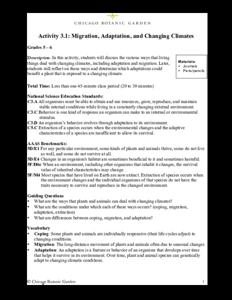 Migration, Adaptation, and Changing Climates Lesson Plan