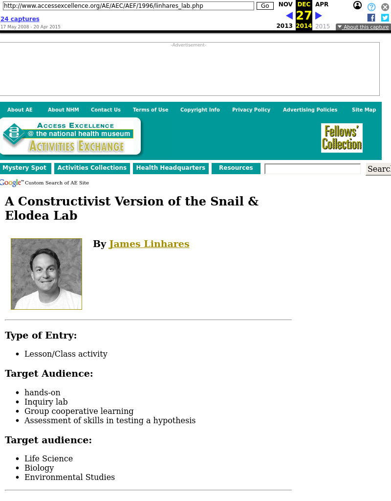 A Constructivist Version of the Snail & Elodea Lab Lesson Plan