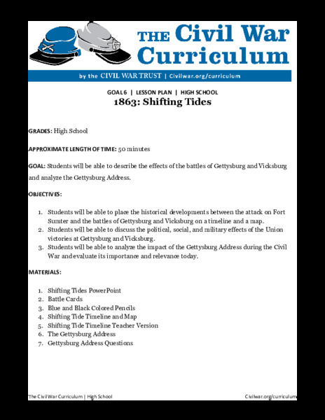 1863: Shifting Tides Lesson Plan