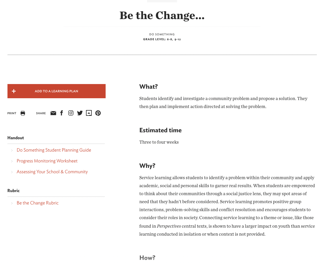 Be the Change... Activity