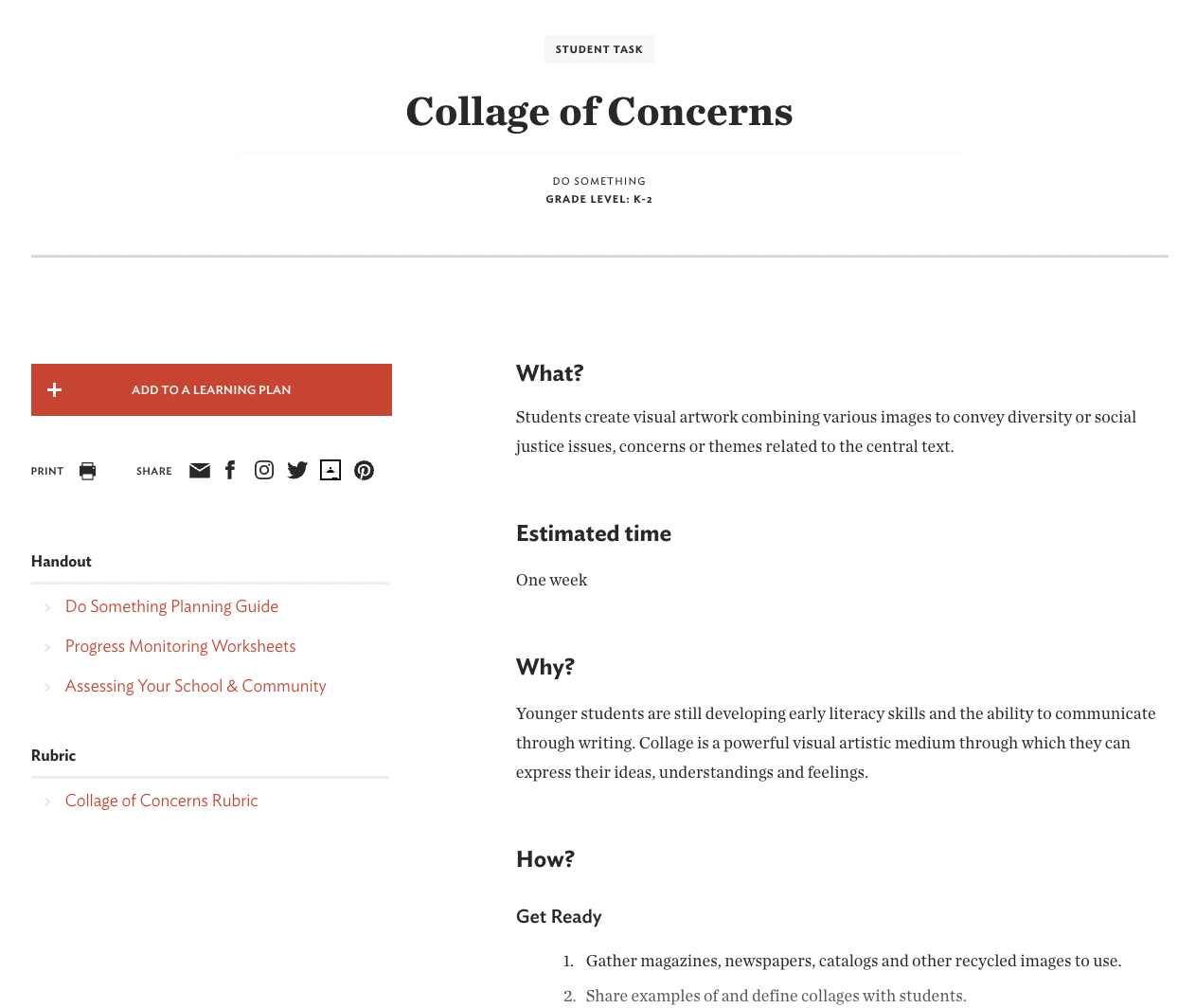 Collage of Concerns Activity