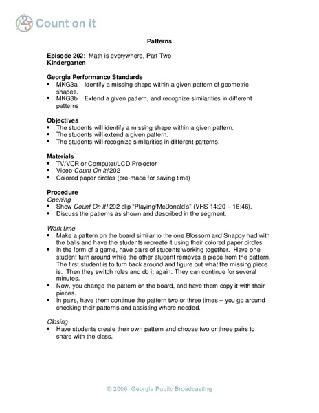 Identifying Patterns Lesson Plan