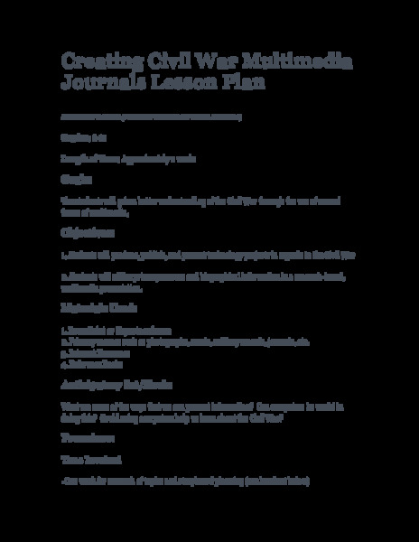 Creating Civil War Multimedia Lesson Plan