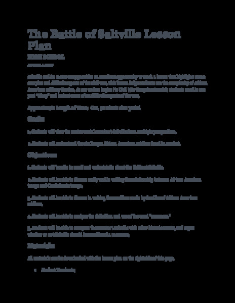 The Battle of Saltville Lesson Plan