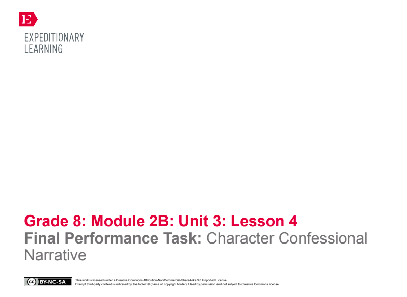 Final Performance Task: Character Confessional Narrative Lesson Plan