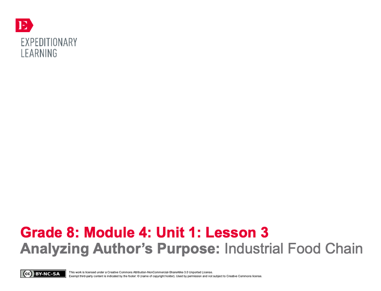 Analyzing Author’s Purpose: Industrial Food Chain Lesson Plan