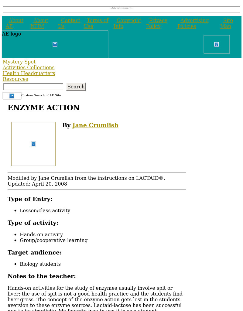 Enzyme Action Lesson Plan