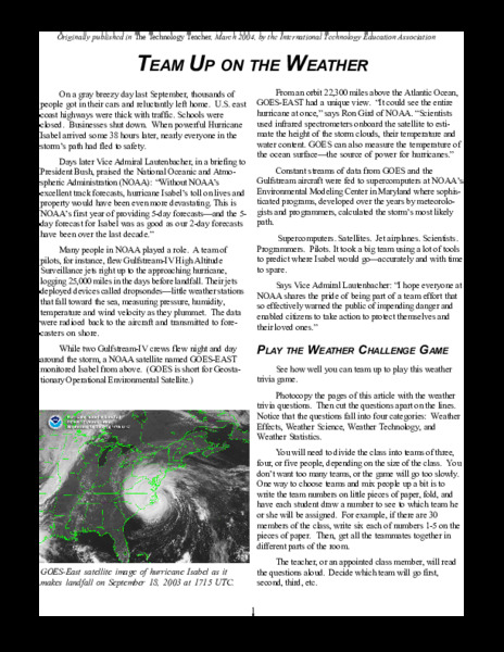 Team Up on the Weather Activity