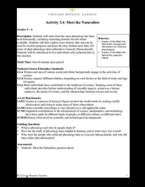 Meet the Naturalists Lesson Plan