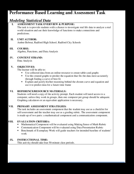 Modeling Statistical Data Performance