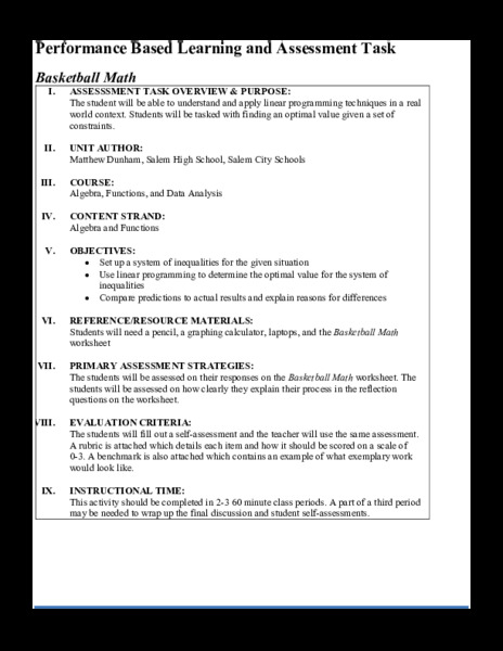 Basketball Math Performance