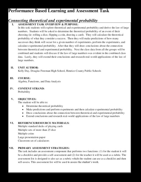 Connecting Theoretical and Experimental Probability Performance