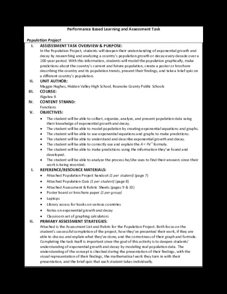 Population Project Performance