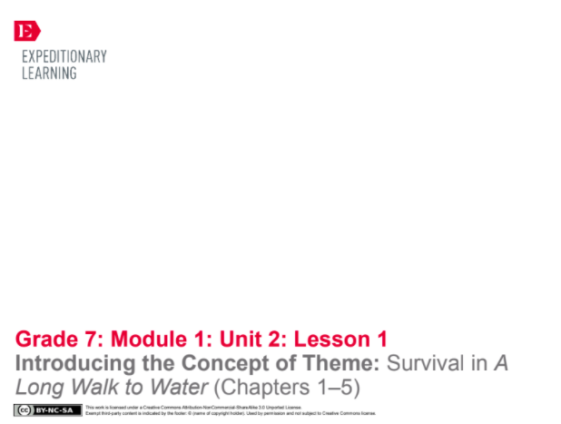 Introducing the Concept of Theme: Survival in A Long Walk to Water (Chapters 1–5) Lesson Plan