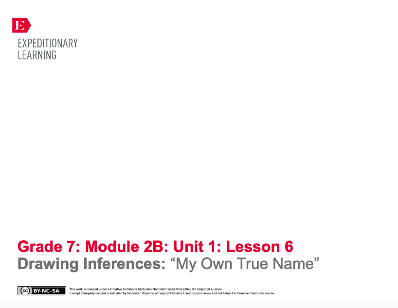 Drawing Inferences: “My Own True Name”sl.7.1 Lesson Plan