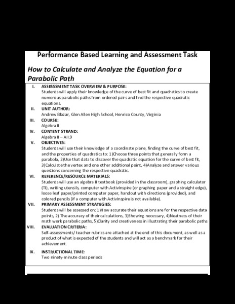 How to Calculate and Analyze the Equation for a Parabolic Path Performance