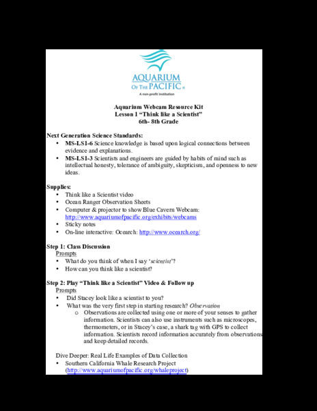Think Like a Scientist Lesson Plan