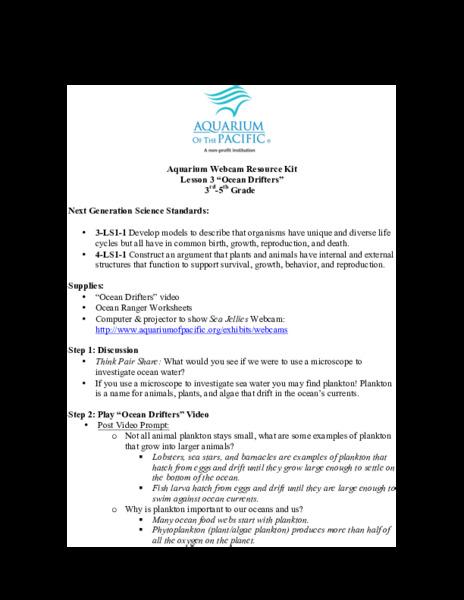 Ocean Drifters Lesson Plan