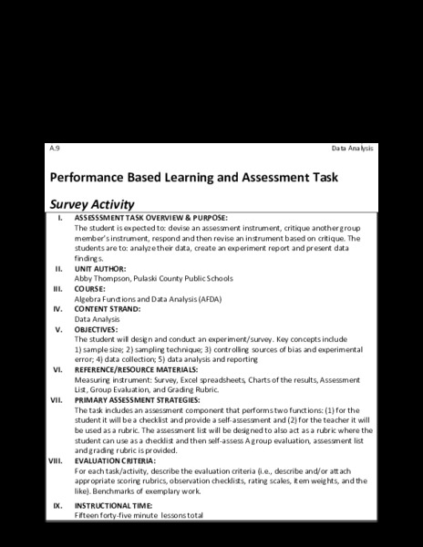 Survey Activity Performance