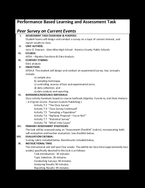 Peer Survey on Current Events Performance
