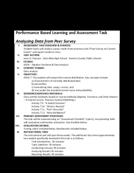 Analyzing Data from Peer Survey Performance