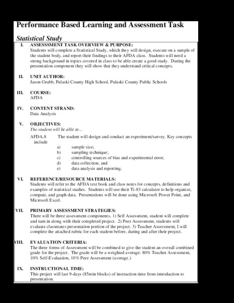 Statistical Study Performance