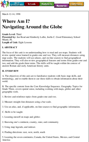 Where Am I? Navigating Around the Globe Lesson Plan