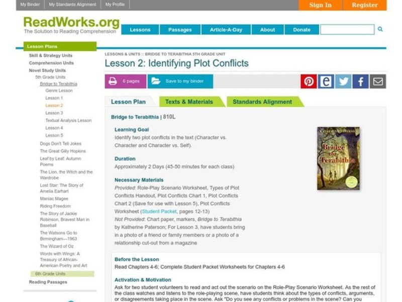 Identifying Plot Conflicts Lesson Plan