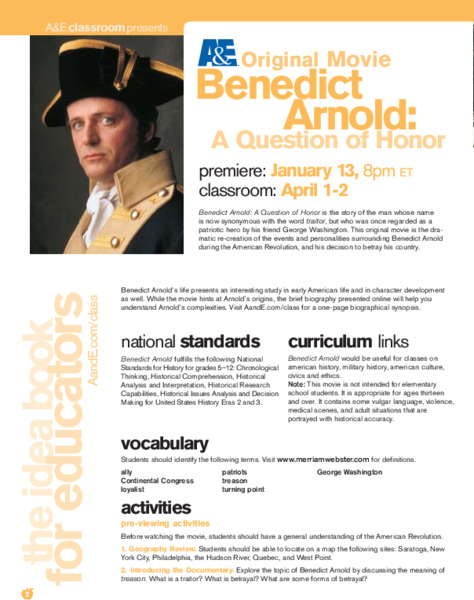 Benedict Arnold: A Question of Honor Lesson Plan