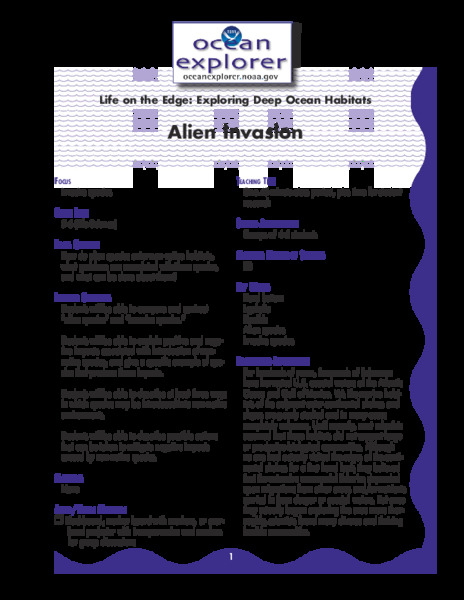Exploring Deep Ocean Habitats: Alien Invasion Lesson Plan