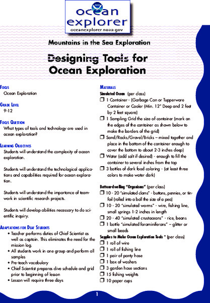 Designing Tools for Ocean Exploration Lesson Plan