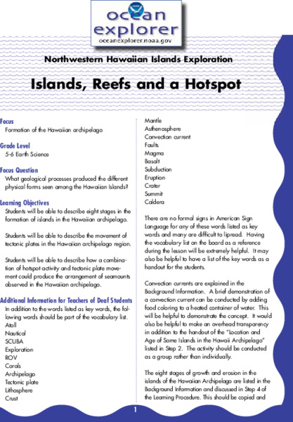 Islands, Reefs, and a Hotspot Lesson Plan